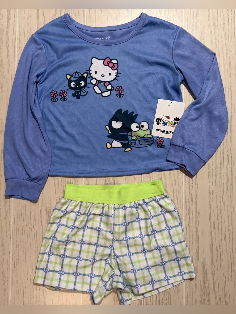 Hello‎ Kitty Girls XS 4/5 Light Blue Purple Sanrio Pajama Set